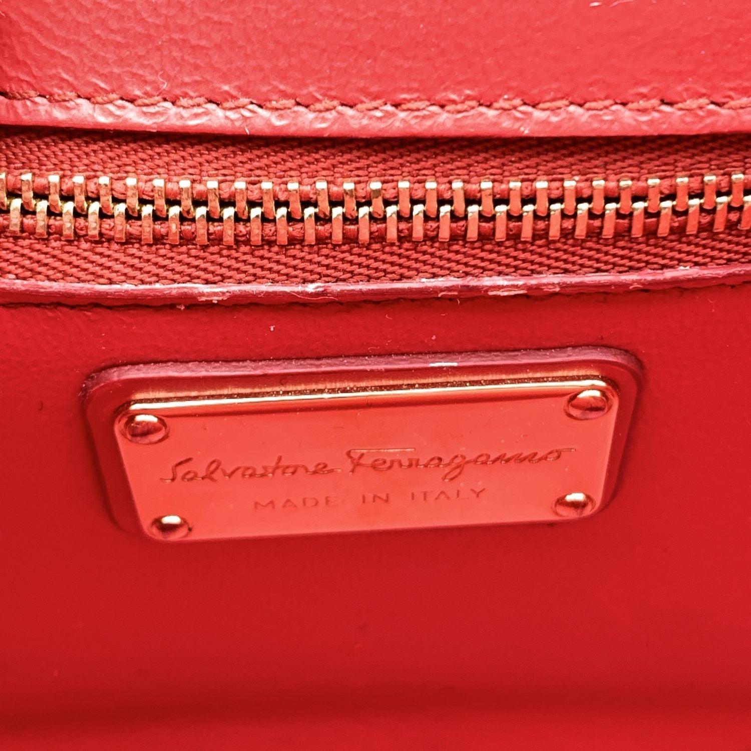 Salvatore Ferragamo Red Leather Anna Bow Shoulder Bag 2