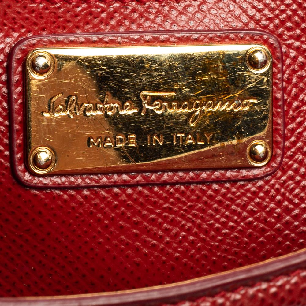 Salvatore Ferragamo Red Leather Carrie Top Handle Bag 2