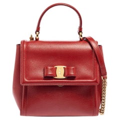 Salvatore Ferragamo Red Leather Carrie Top Handle Bag