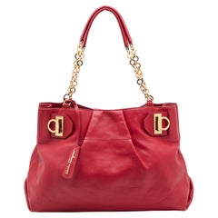 Salvatore Ferragamo Tote con catena Gancini in pelle rossa