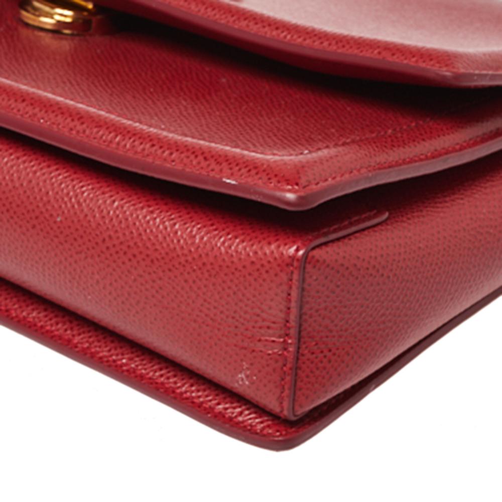 Salvatore Ferragamo Red Leather Ginny Shoulder Bag 3