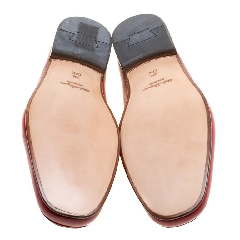 Salvatore Ferragamo Red Leather Giordano Moccassins Size