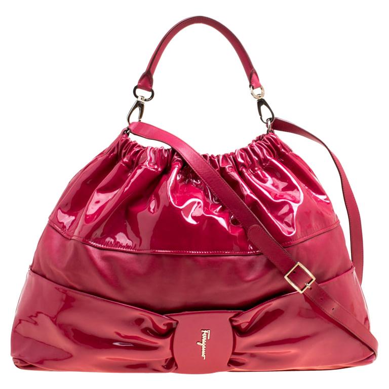 Salvatore Ferragamo Croc Embossed Leather Big Hobo Bag For Sale at 1stDibs