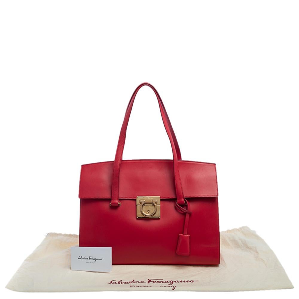 Salvatore Ferragamo Red Leather Large Mara Satchel 7
