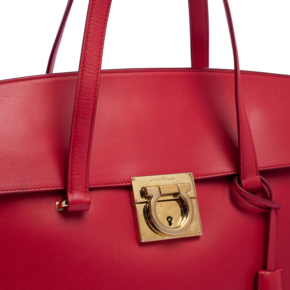 Salvatore Ferragamo Red Leather Large Mara Satchel 3