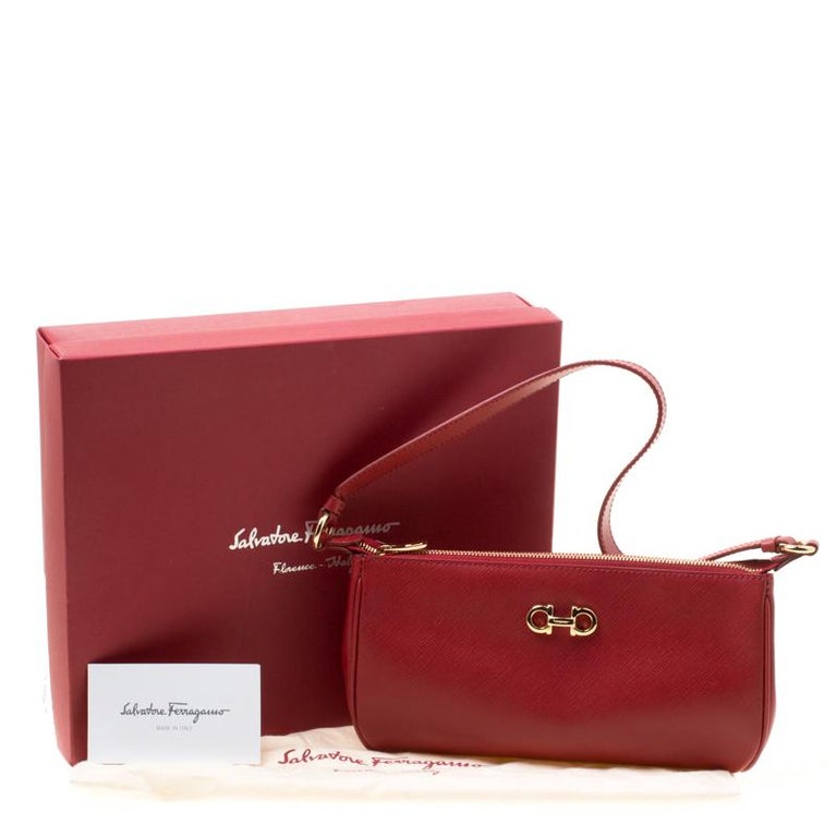 Salvatore Ferragamo Red Leather Lisetta Shoulder Bag For Sale at 1stDibs