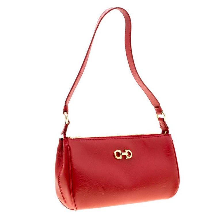 Salvatore Ferragamo Red Leather Lisetta Shoulder Bag For Sale at 1stDibs