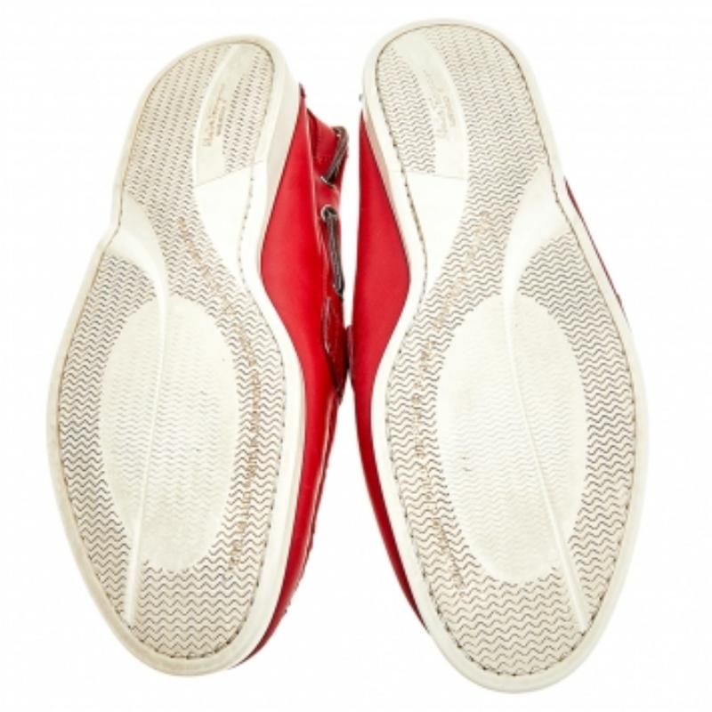 Salvatore Ferragamo Red Leather Slip On Loafers Size 46 1