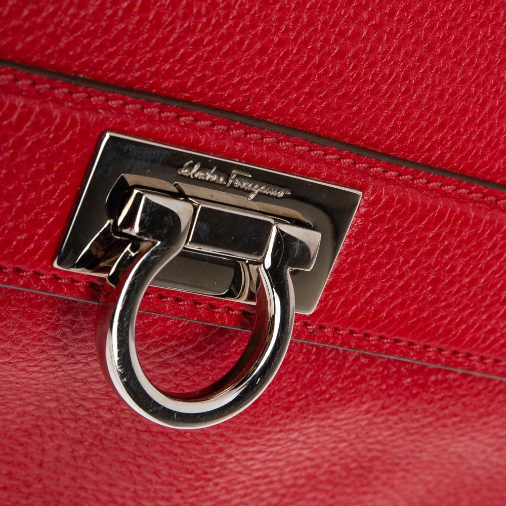 Salvatore Ferragamo Red Leather Sofia Top Handle Bag 3