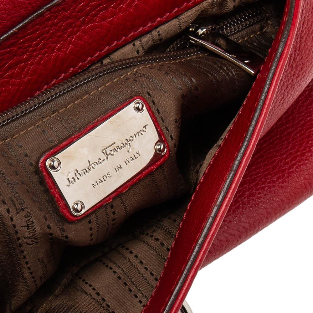 Salvatore Ferragamo Red Leather Sofia Top Handle Bag 5