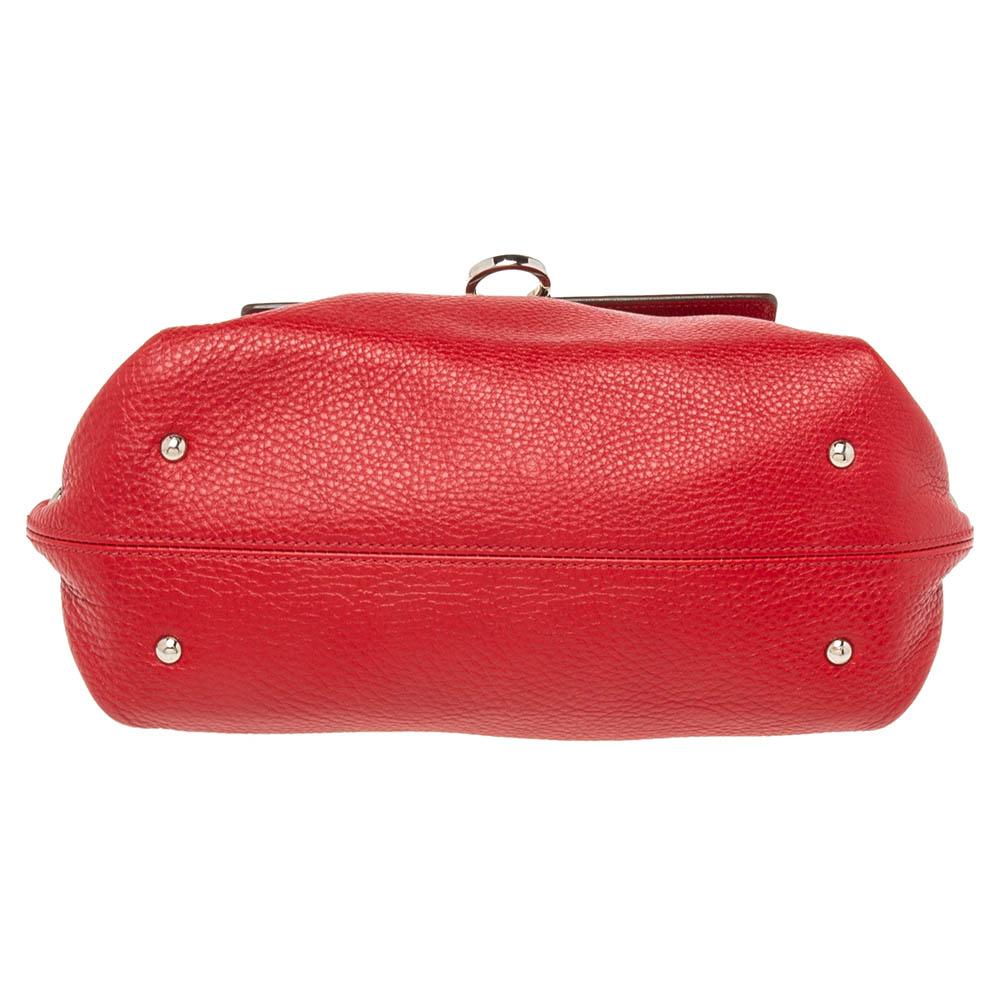 Salvatore Ferragamo Red Leather Sofia Top Handle Bag 6
