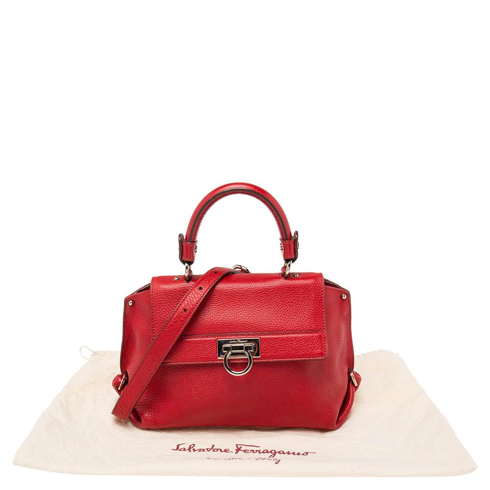 Salvatore Ferragamo Red Leather Sofia Top Handle Bag 7