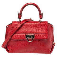 Salvatore Ferragamo Red Leather Sofia Top Handle Bag