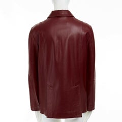 SALVATORE FERRAGAMO red leather spread collar button front jacket IT40 S