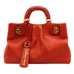 Salvatore Ferragamo Red Leather Tote Bag