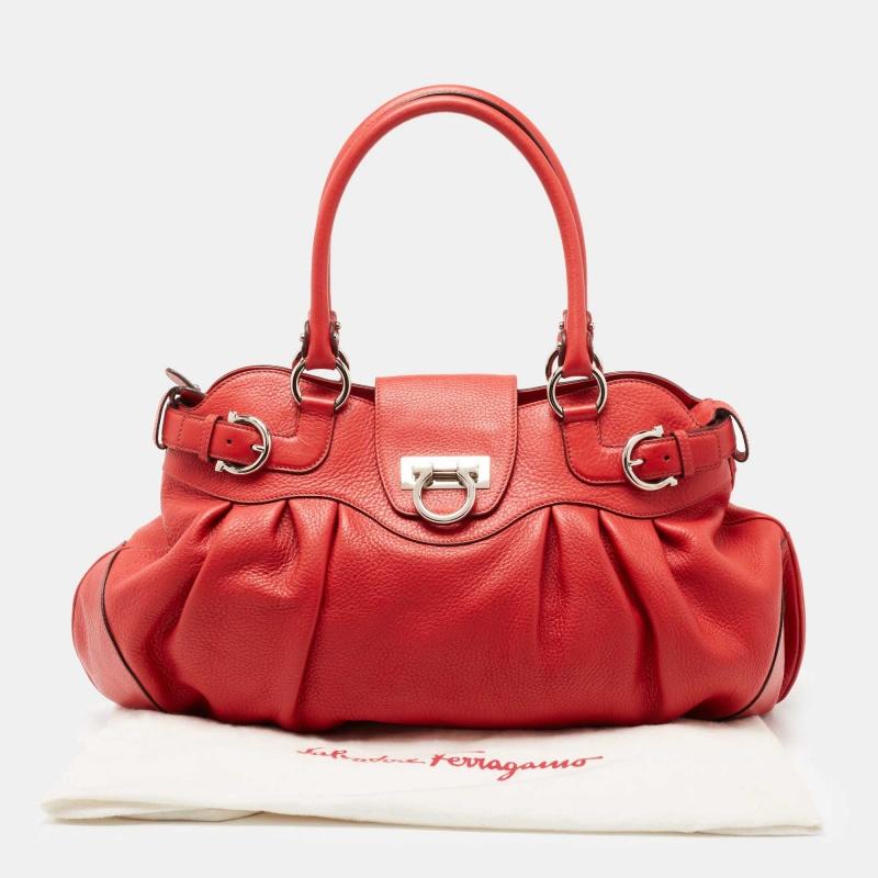 Salvatore Ferragamo Red Lipstick Leather Marisa Satchel 8