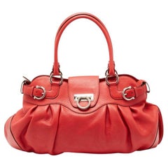 Salvatore Ferragamo Red Lipstick Leather Marisa Satchel