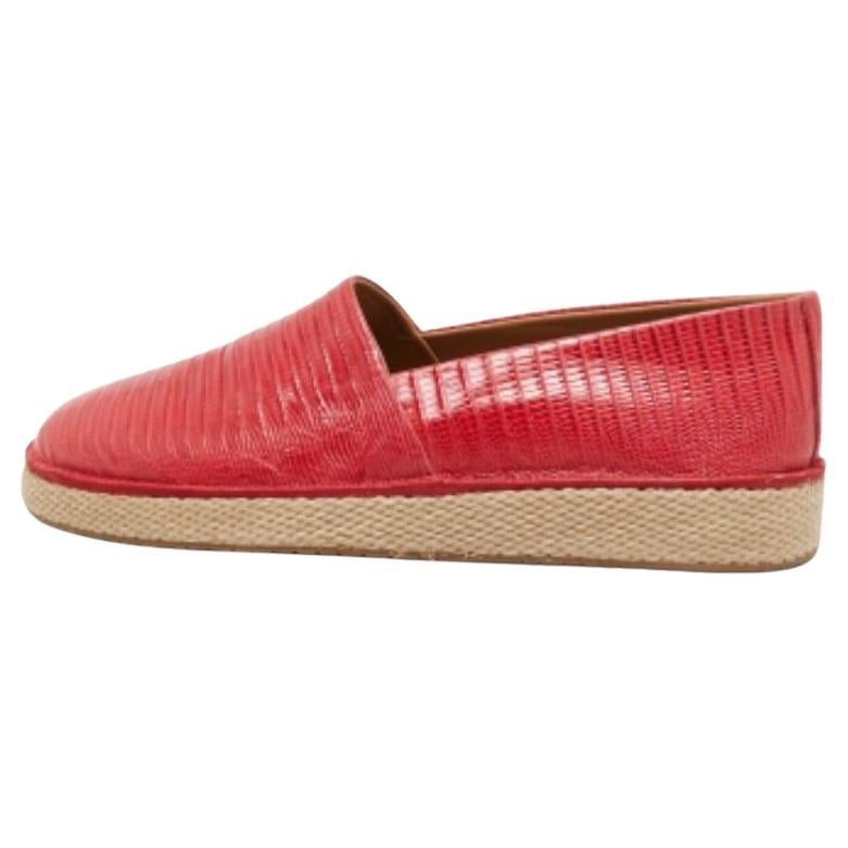 Salvatore Ferragamo Red Lizard Leather Slip On Espadrille Size 42