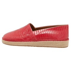 Salvatore Ferragamo Red Lizard Leather Slip On Espadrille Size 42