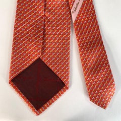 SALVATORE FERRAGAMO Red ORANGE LILAC Rabbits Silk Tie