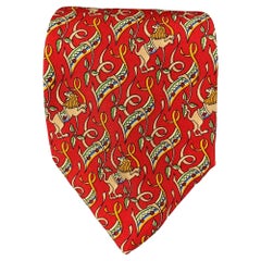 SALVATORE FERRAGAMO Red Orange Silk Tie