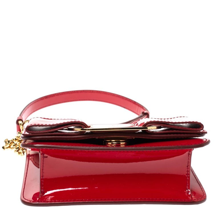 Salvatore Ferragamo Red Patent Leather Bow Crossbody Bag at 1stDibs