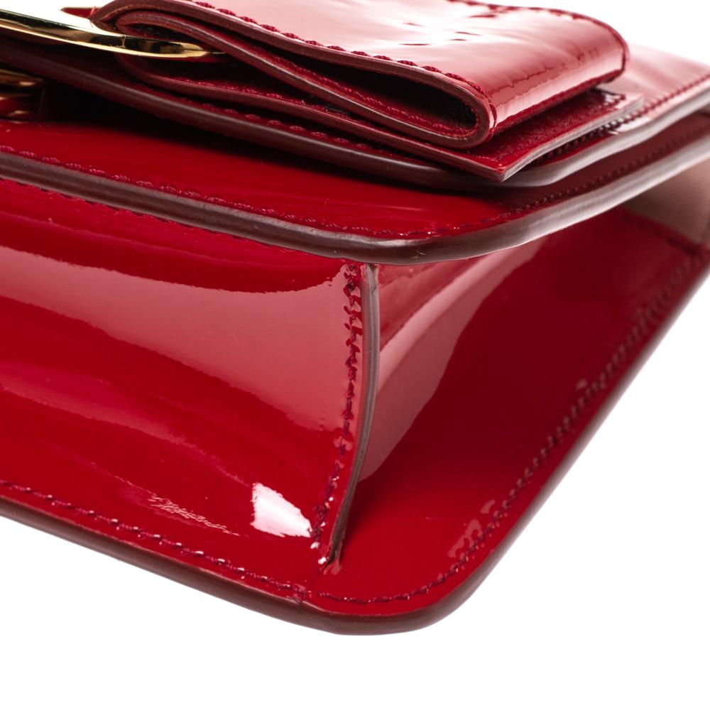 Salvatore Ferragamo Red Patent Leather Bow Crossbody Bag 2