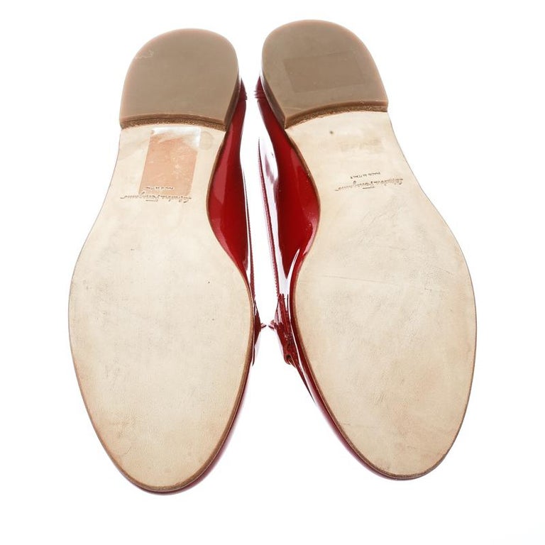 Salvatore Ferragamo Red Patent Leather Funes Gancio Bit Loafers Size 40 ...