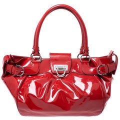 Salvatore Ferragamo Red Patent Leather Marisa Satchel