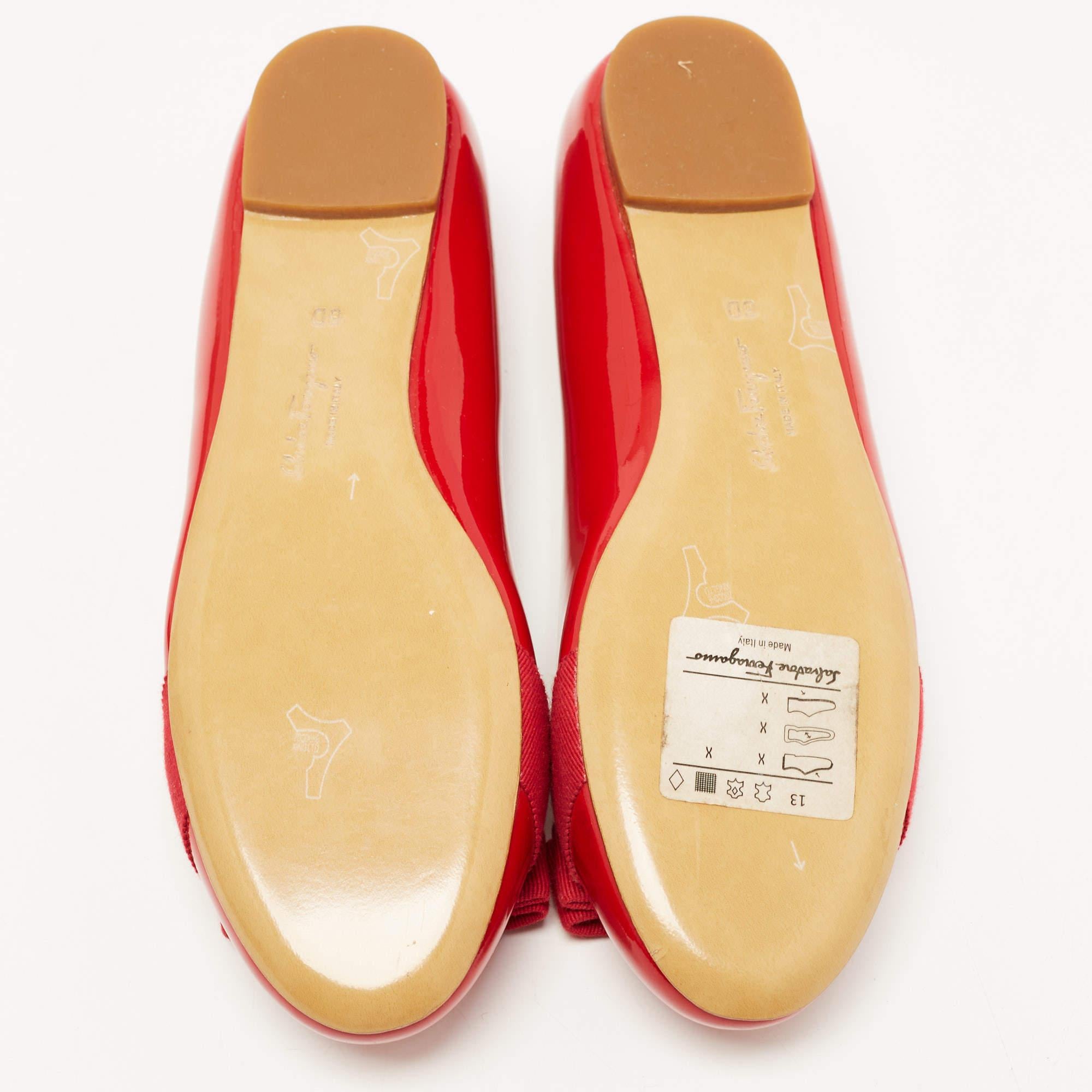 Salvatore Ferragamo Red Patent Leather Varina Ballet Flats Size 36.5 2