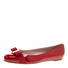 Salvatore Ferragamo Red Patent Leather Varina Ballet Flats Size 41