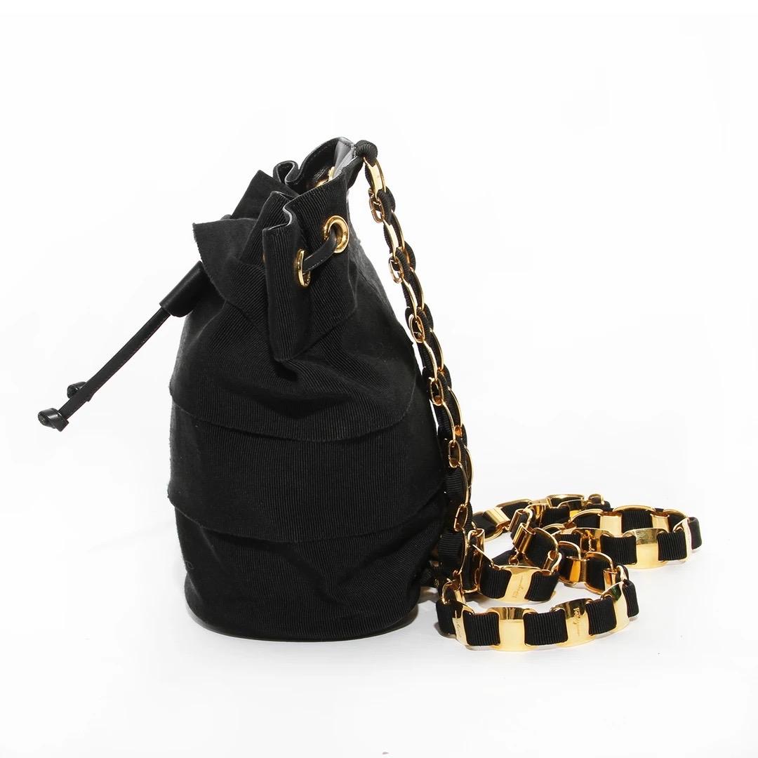 Black Salvatore Ferragamo Ribbon & Chain Backpack