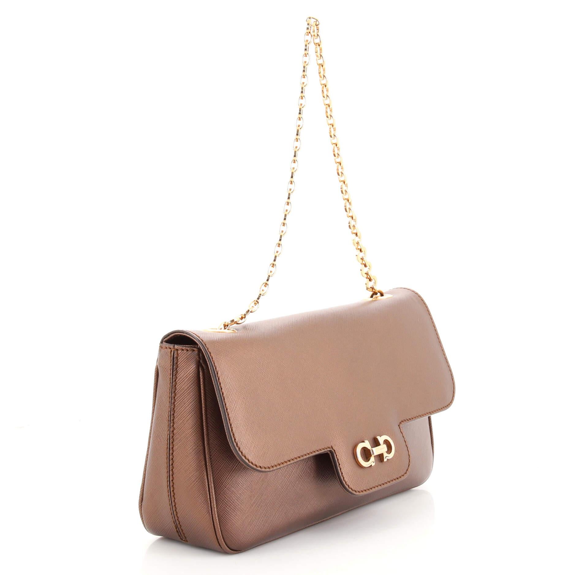 Salvatore Ferragamo Rory Chain Shoulder Bag Saffiano Leather at 1stDibs