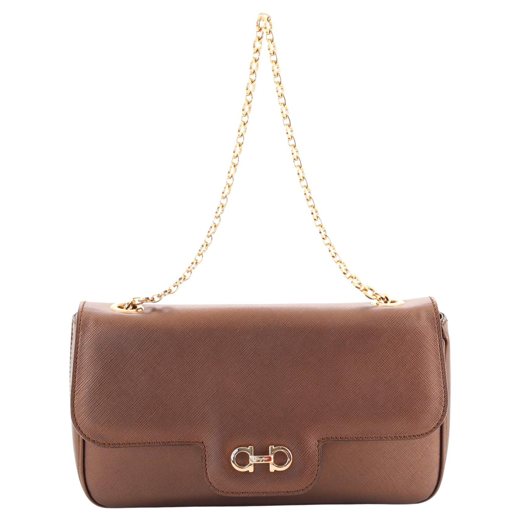 Salvatore Ferragamo Rory Chain Shoulder Bag Saffiano Leather at 1stDibs