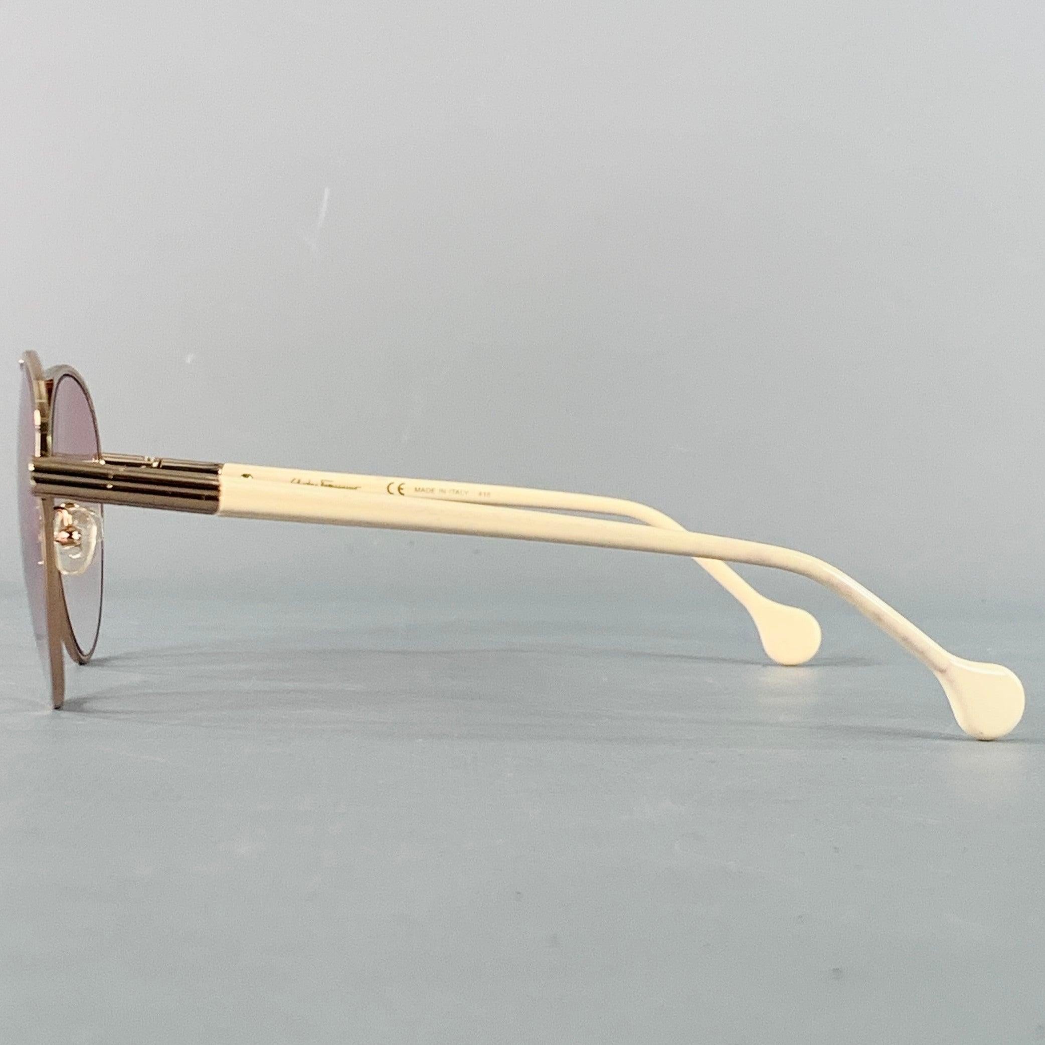 Occhiali da sole Aviator in metallo acetato oro rosa Salvatore Ferragamo In condizioni ottime in vendita a San Francisco, CA