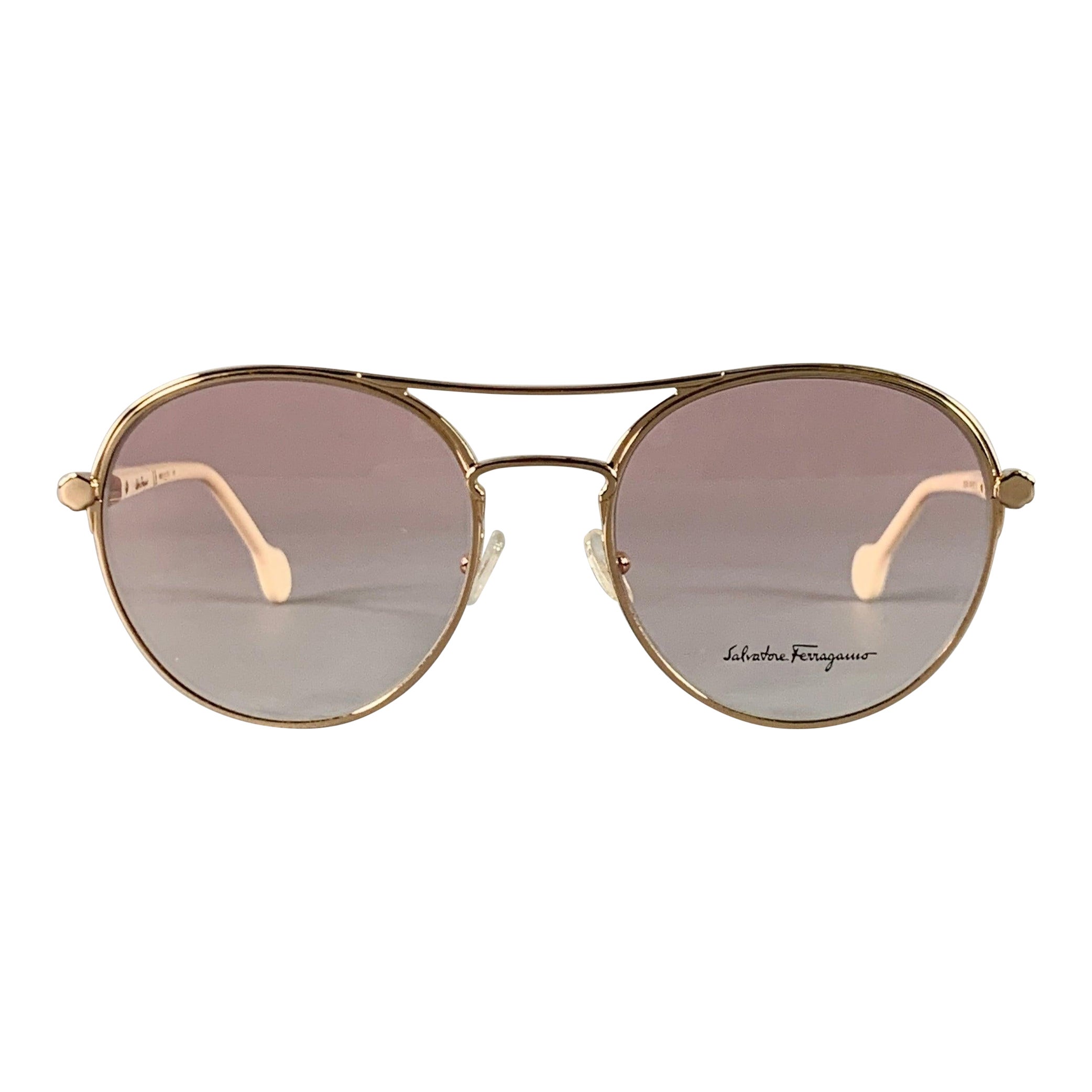 Occhiali da sole Aviator in metallo acetato oro rosa Salvatore Ferragamo in vendita