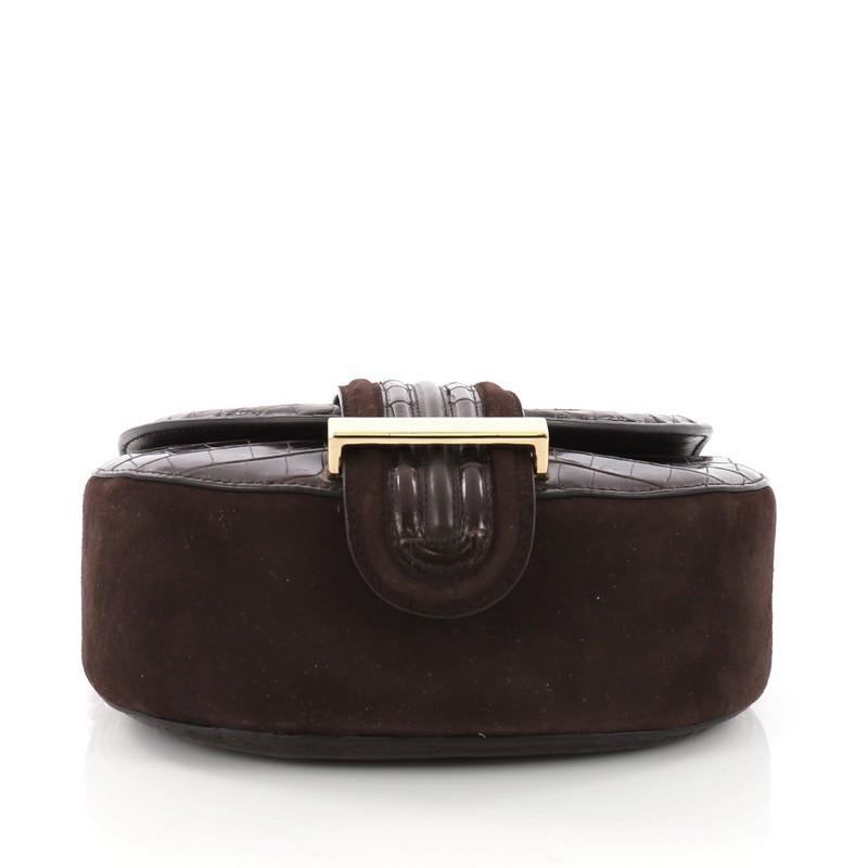 Salvatore Ferragamo Rosett Saddle Bag Crocodile with Python Mini In Good Condition In NY, NY