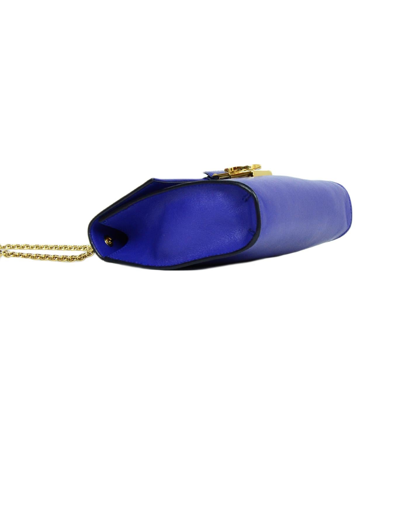 Women's Salvatore Ferragamo Royal Blue Leather Gancini Flap Bag w/ Chain Strap
