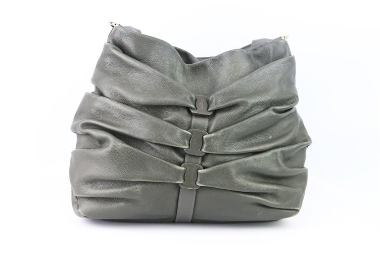 Salvatore Ferragamo Ruched Leather Shoulder Bag For Sale at 1stDibs