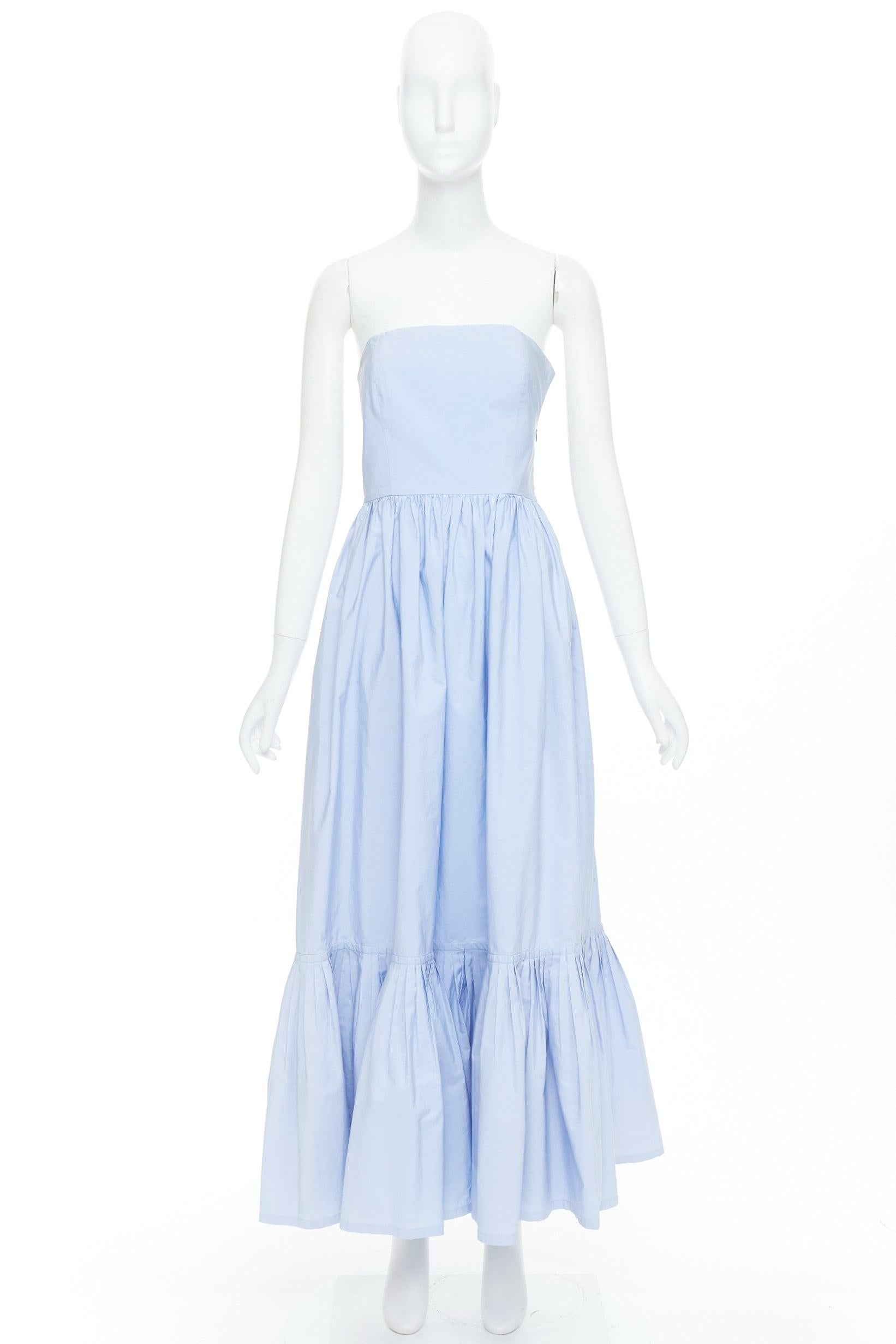 SALVATORE FERRAGAMO Runway light blue strapless bodice long dress IT38 XS For Sale 5