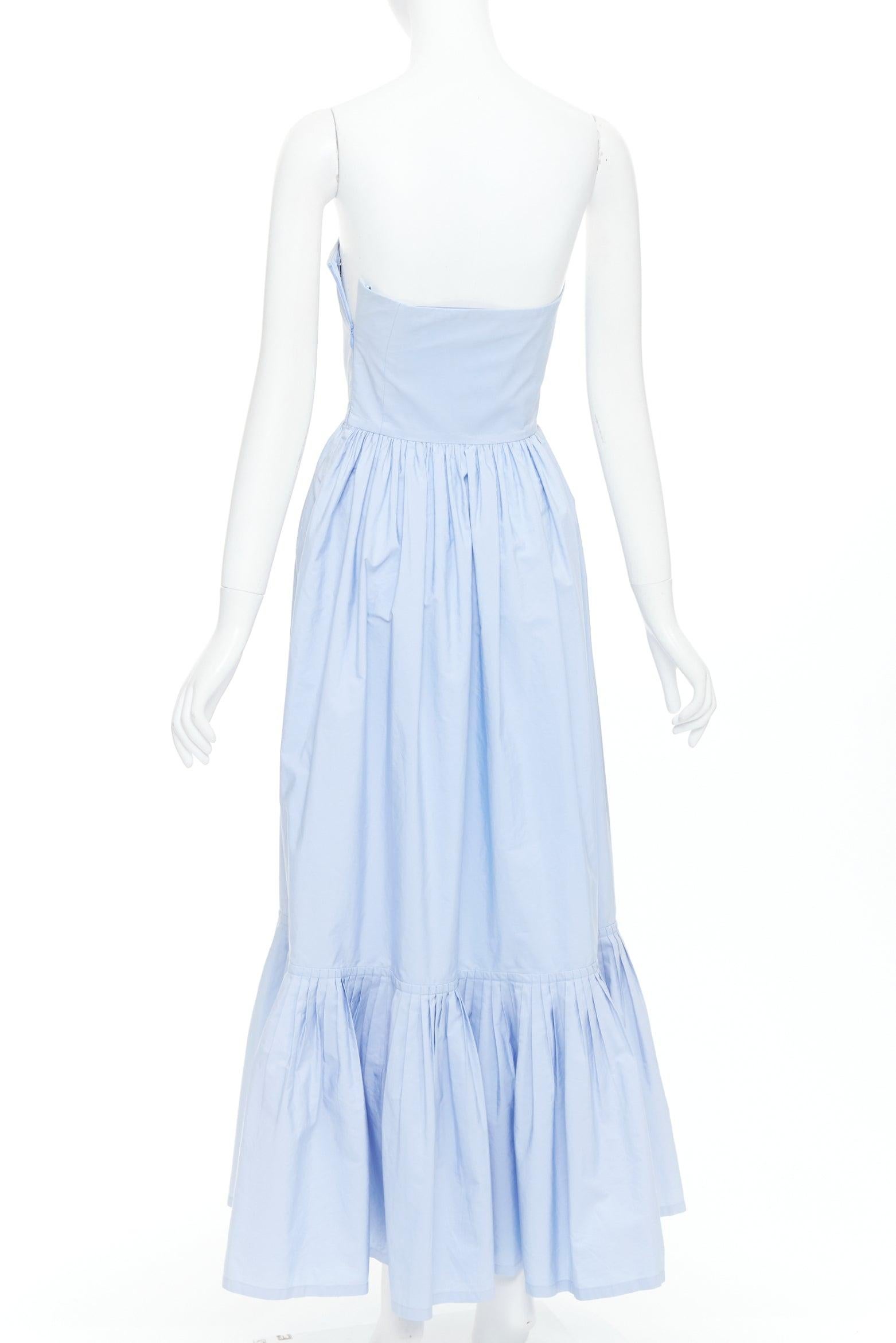 Women's SALVATORE FERRAGAMO Runway light blue strapless bodice long dress IT38 XS For Sale