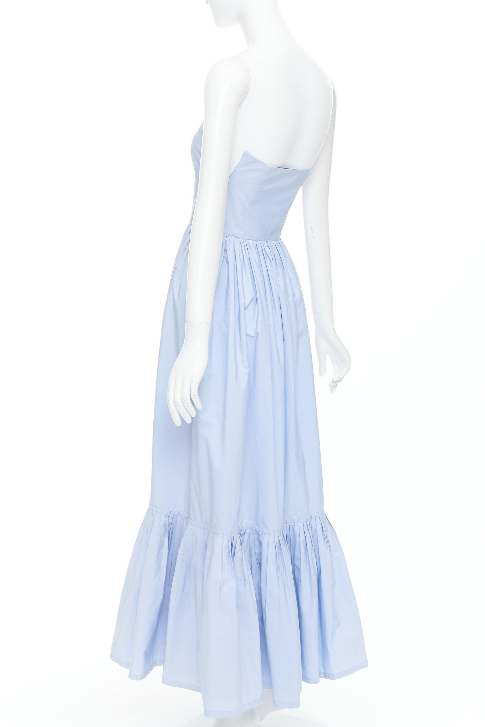 SALVATORE FERRAGAMO Runway light blue strapless bodice long dress IT38 XS For Sale 1