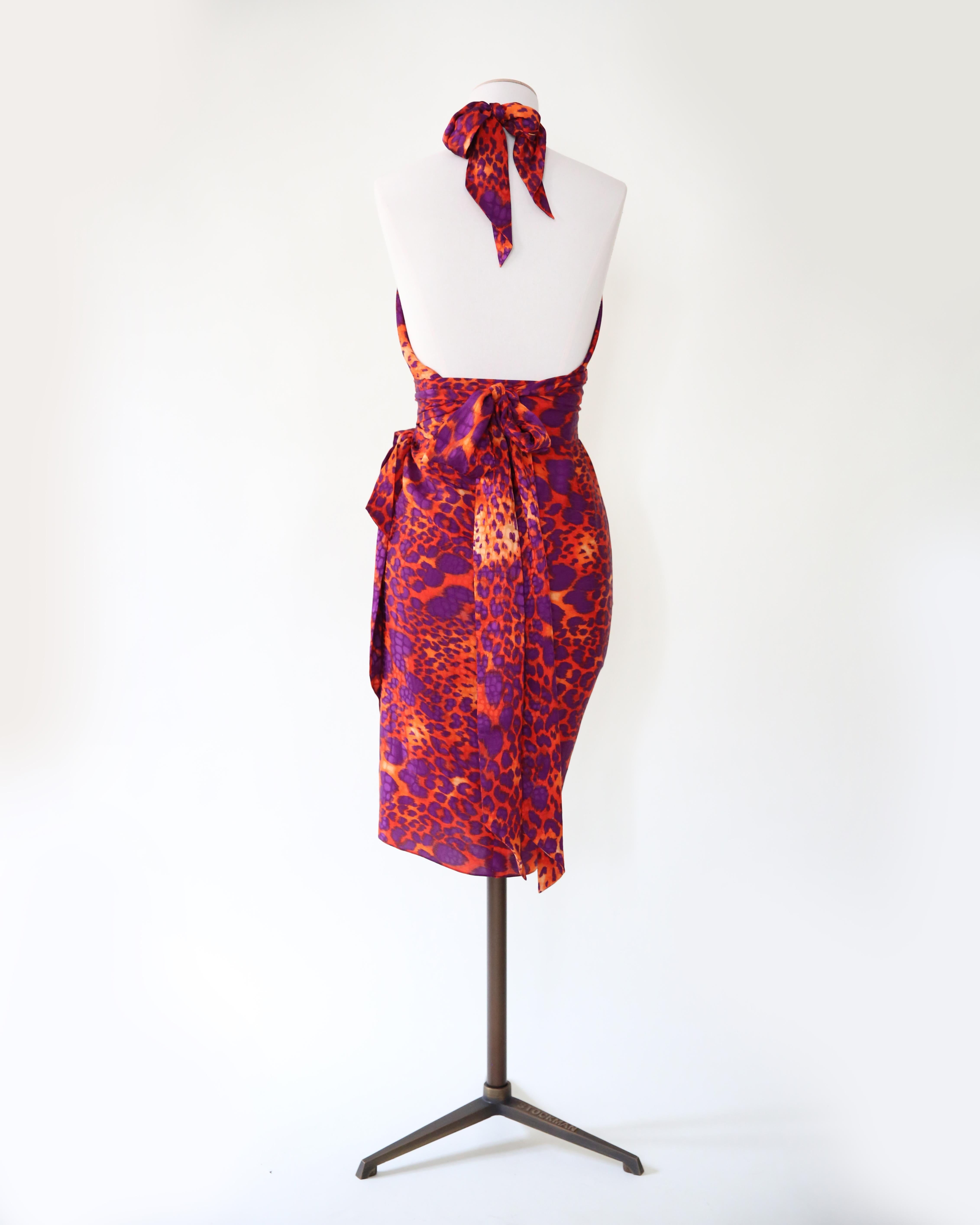 Robe de campagne mini dos nu en soie léopard Salvatore Ferragamo S/S 12 en vente 10