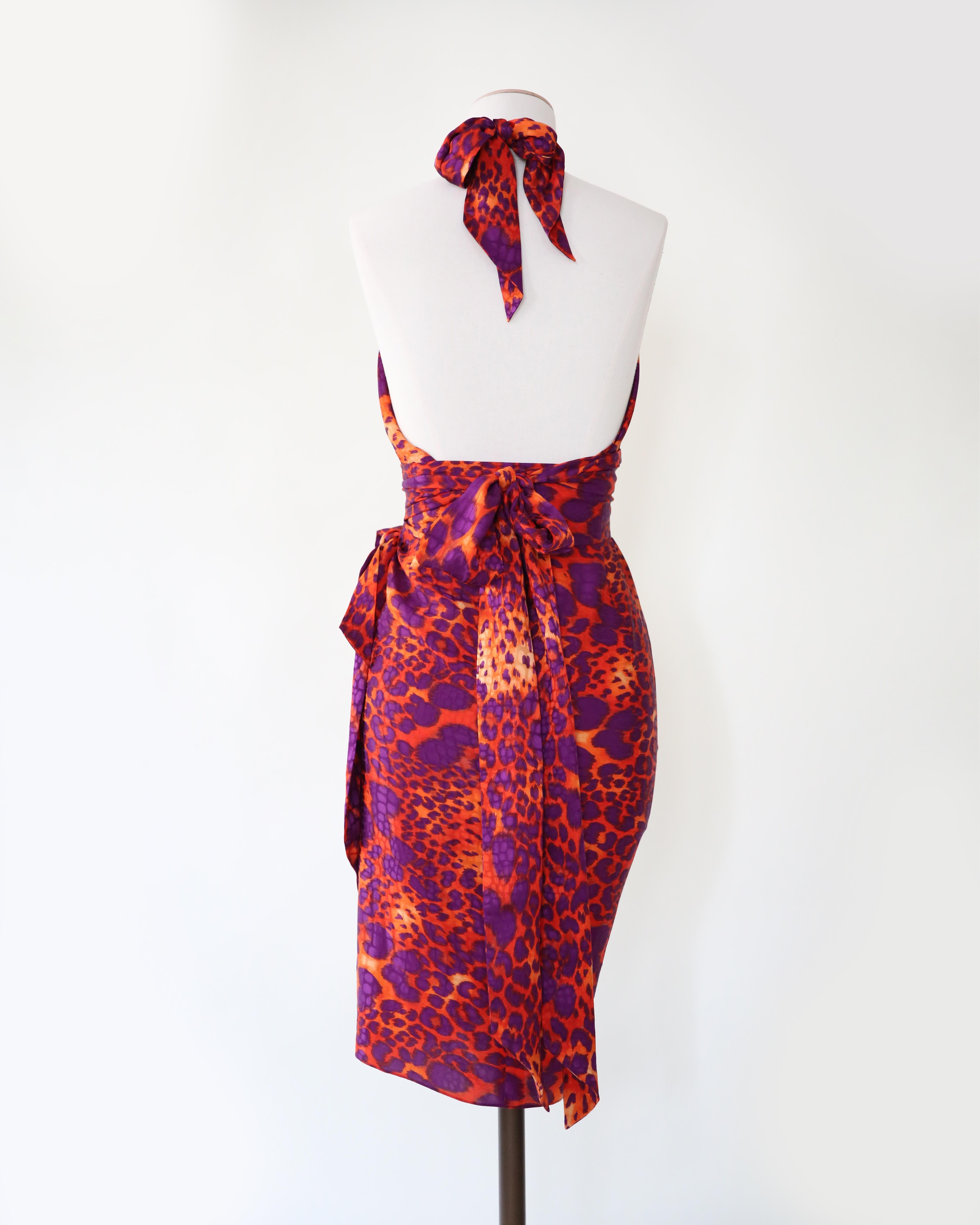 Robe de campagne mini dos nu en soie léopard Salvatore Ferragamo S/S 12 en vente 11