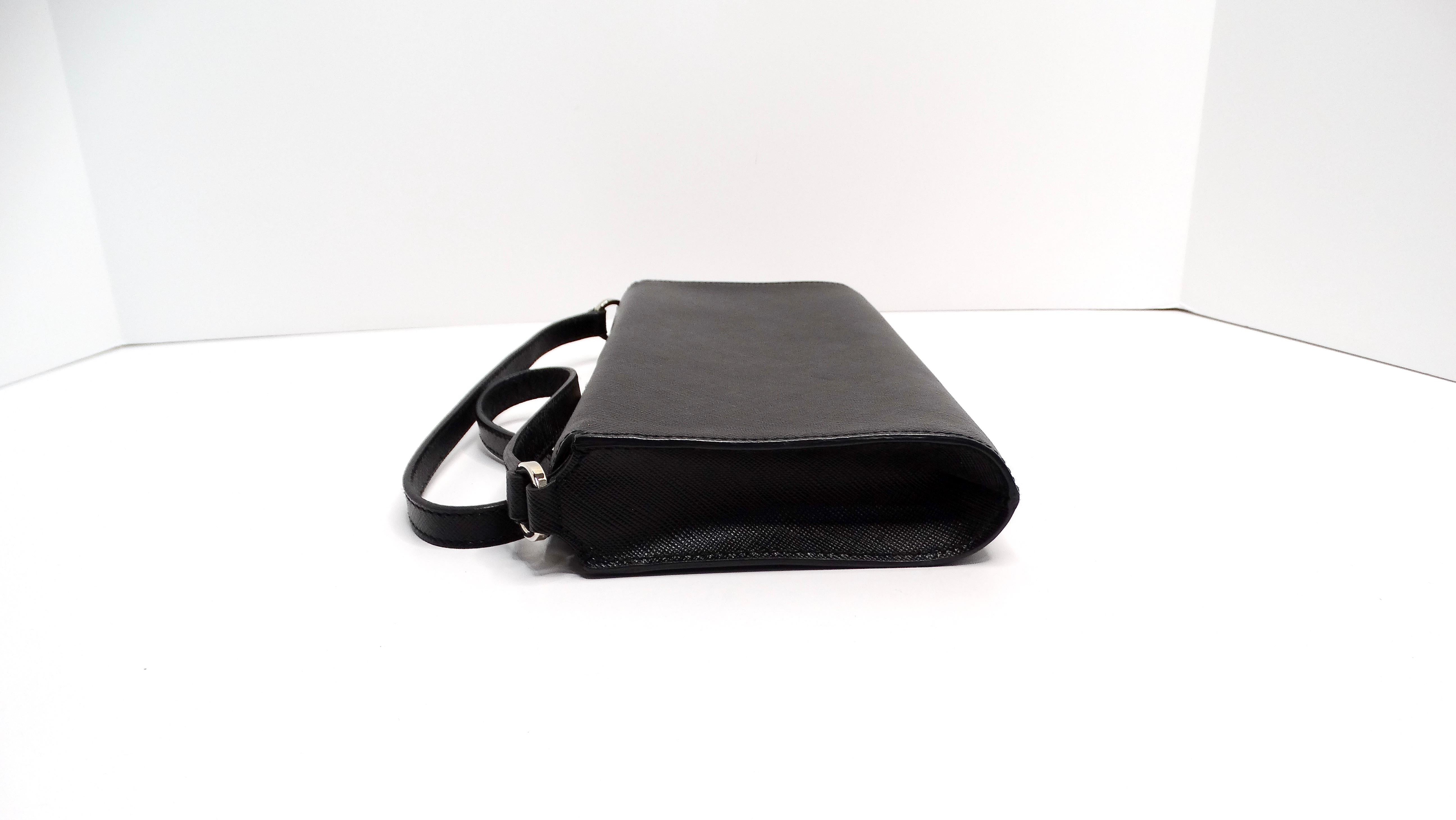 Salvatore Ferragamo Saffiano Black Leather Shoulder Bag In Good Condition For Sale In Scottsdale, AZ