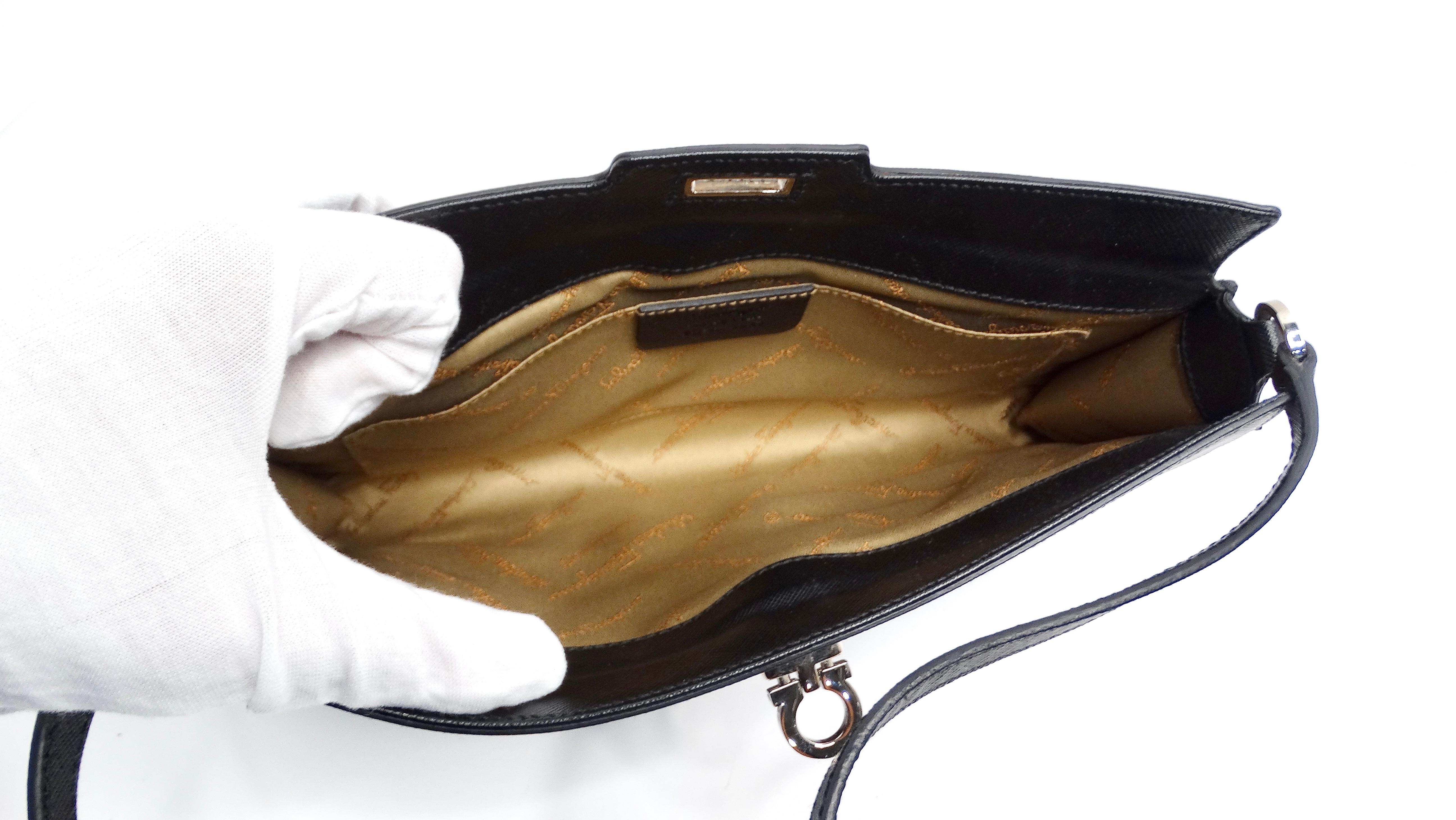 Salvatore Ferragamo Saffiano Black Leather Shoulder Bag For Sale 3