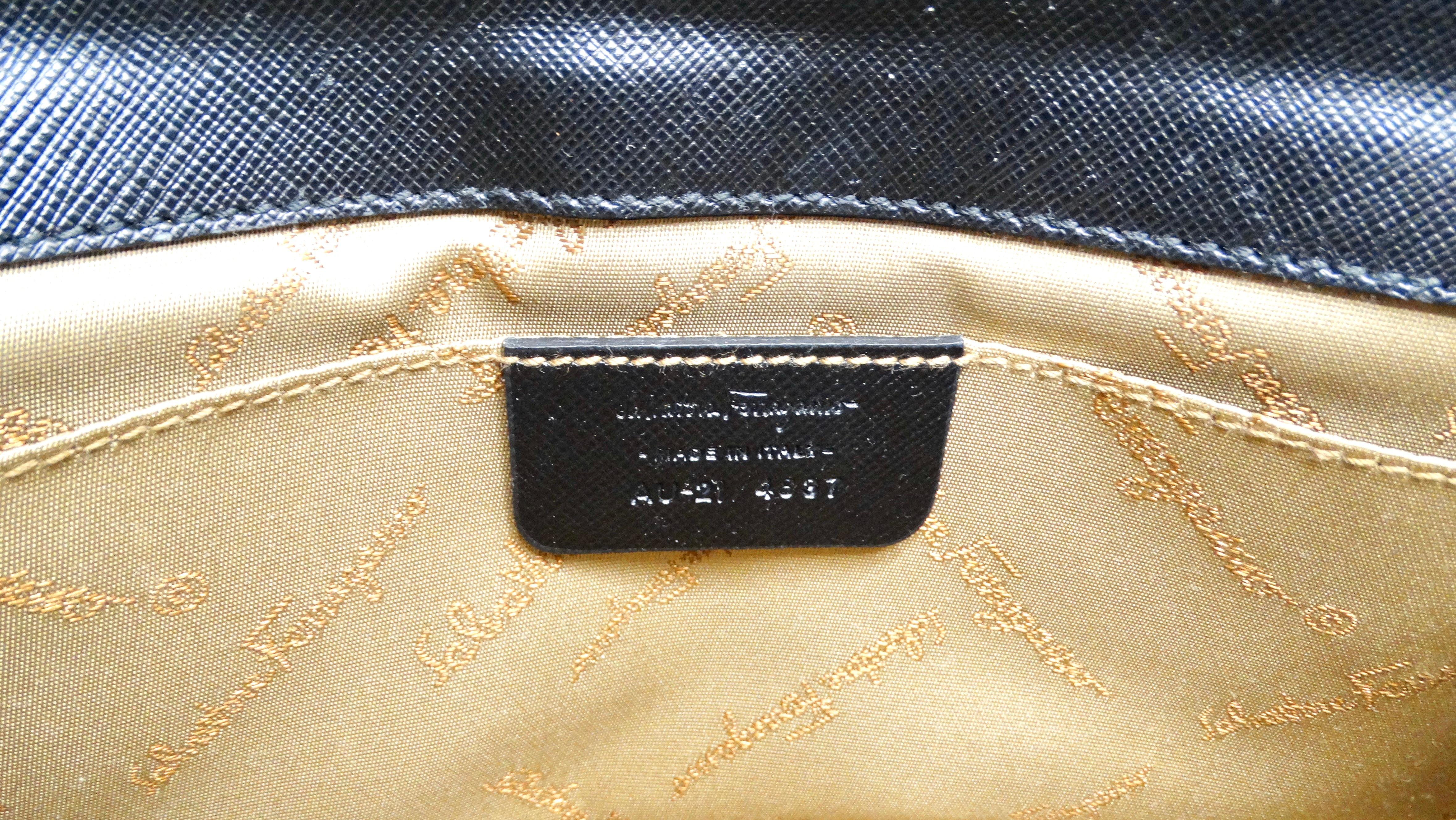 Salvatore Ferragamo Saffiano Black Leather Shoulder Bag For Sale 4