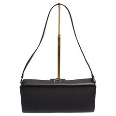 Salvatore Ferragamo Saffiano Black Leather Shoulder Bag