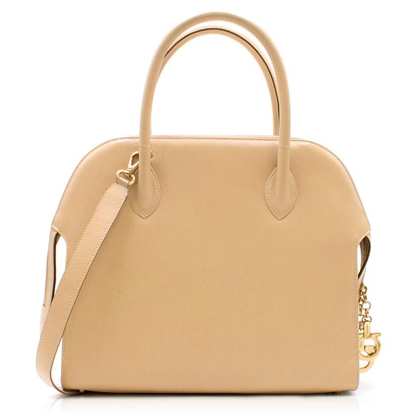 Salvatore Ferragamo Sand Leather Shoulder Bag For Sale 5