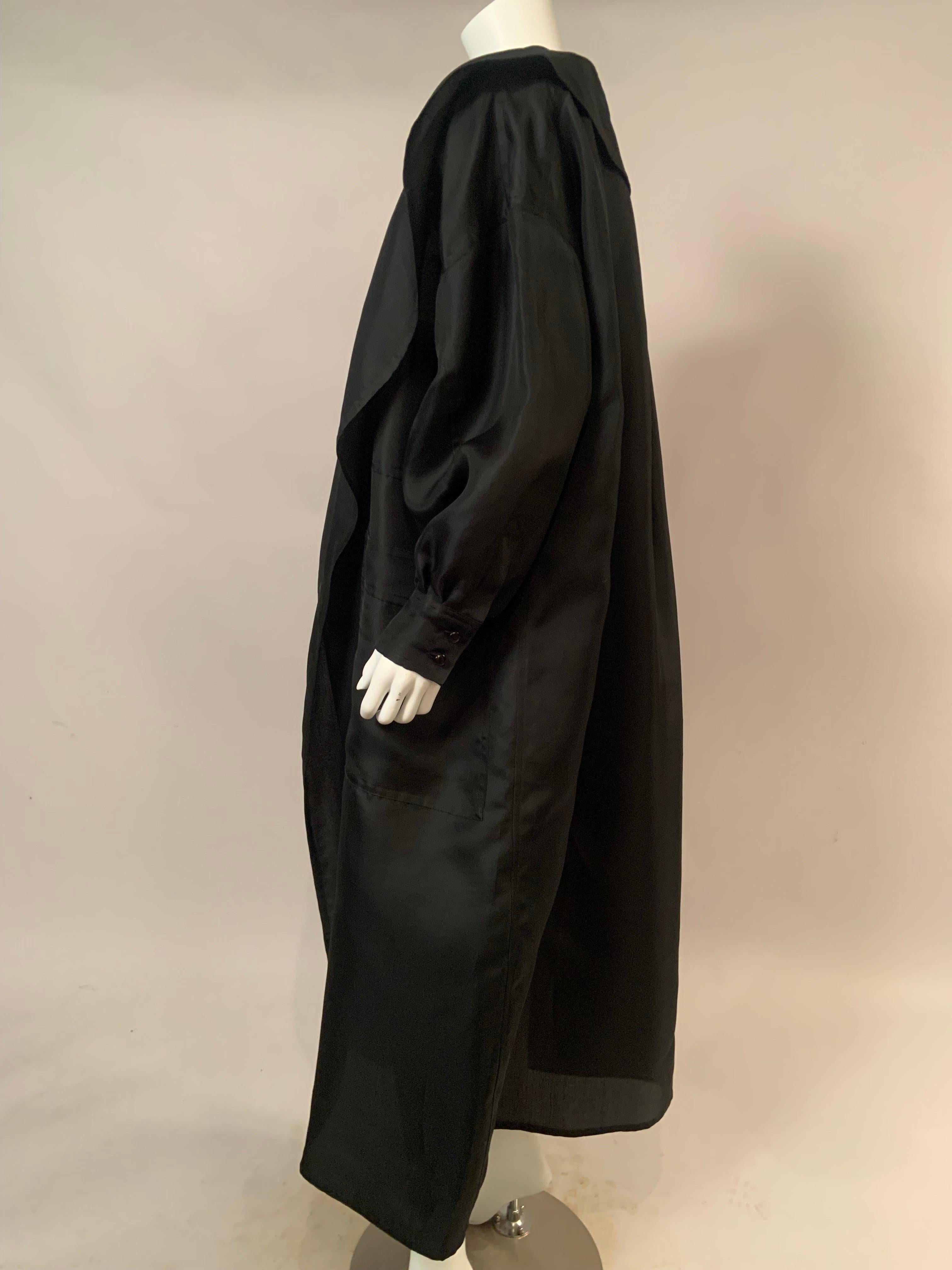 Women's Salvatore Ferragamo Sheer Black Silk Duster Coat, New With Tags